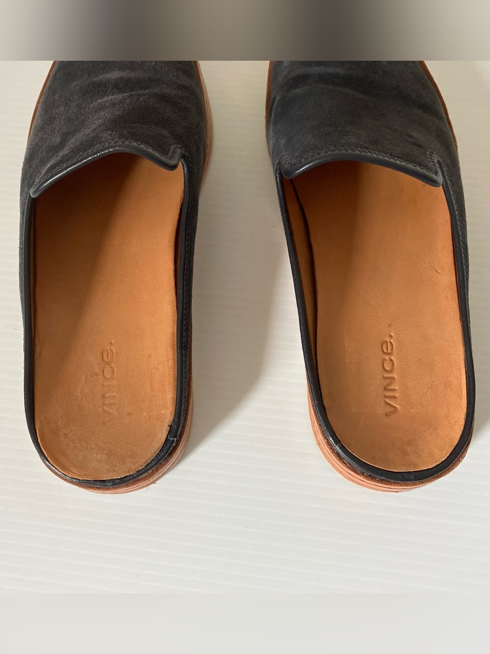 Vince Canella Suede Mule Loafers Navy Blue Slip-On Flats size 6.5 - Picture 8 of 10